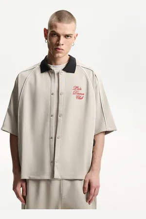 Bershka Camisa Manga Corta Boxy Bordado Hombre Xs