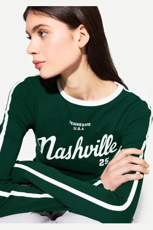 Bershka Camiseta Manga Larga Print Mujer L