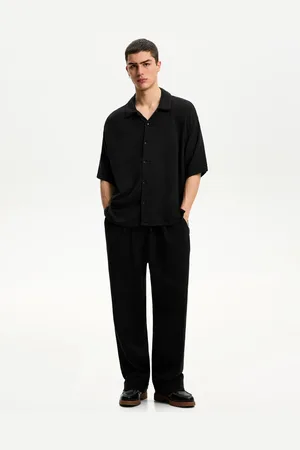 Bershka Pantalón Wide Leg Hombre Xs
