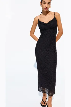 Bershka Vestido Midi Blonda Encaje Mujer M