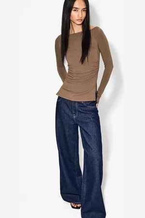 Bershka Camiseta Manga Larga Fruncida Mujer S