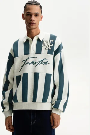 Bershka Sudadera Cuello Polo Print Hombre Xl