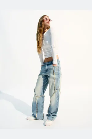 Bershka Jeans Baggy Flecos Mujer 10-12