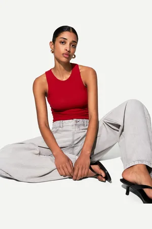 Bershka Camiseta Tirantes Fruncido Mujer L