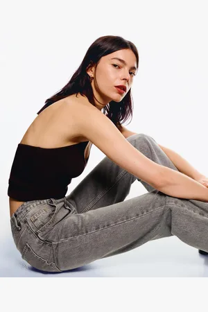 Bershka Jeans Straight Wide Leg Mujer 42