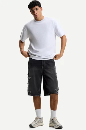 Bershka Bermuda Baggy Parches Hombre 38