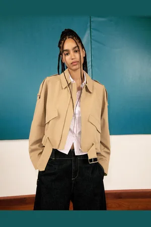 Bershka Cazadora Cinturón Trucker Mujer L