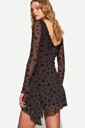 Bershka Vestido Manga Larga Mini Print Mujer S