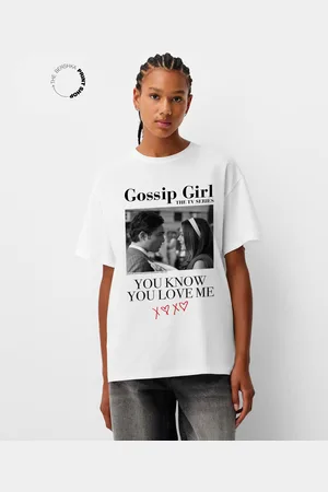 Bershka Camiseta Gossip Girl Manga Corta Oversize Mujer M