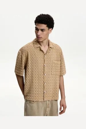 Bershka Camisa Manga Corta Crochet Hombre L