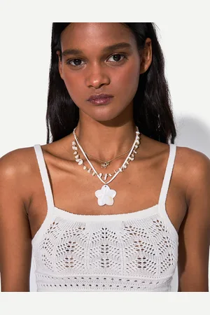 Bershka Pack 3 Collares Flor Efecto Nacar Mujer