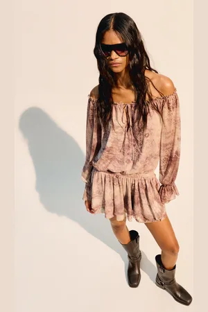 Bershka Vestido Manga Larga Mini Boho Mujer M