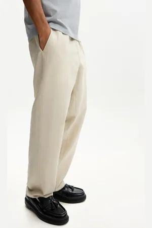 Bershka Pantalón Wide Leg Rústico Con Lino Hombre S