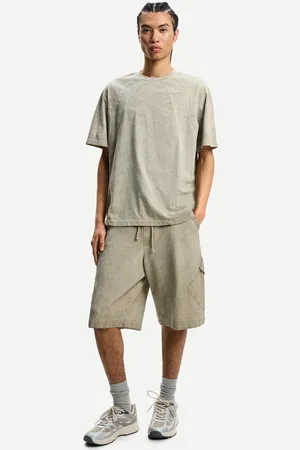Bershka Bermuda Cargo Efecto Lavado Hombre L