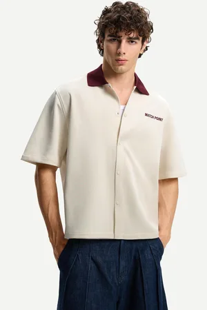 Bershka Camisa Manga Corta Boxy Bordado Hombre S