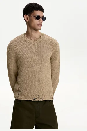 Bershka Jersey Boxy Rústico Rotos Hombre S
