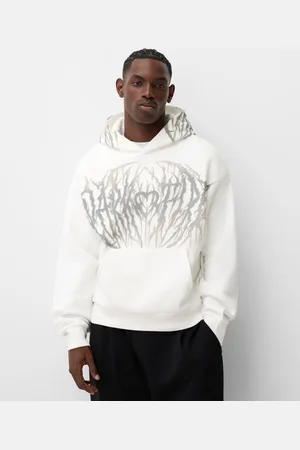 Bershka Sudadera Capucha Boxy Print Hombre Xs