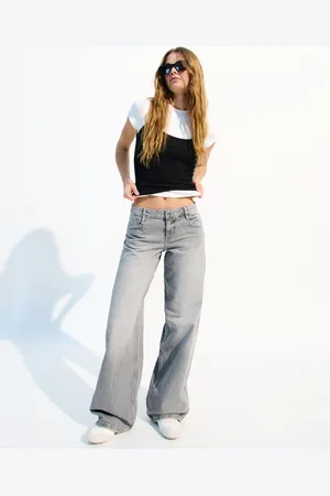 Bershka Jeans Wide Leg Low Waist Mujer 36