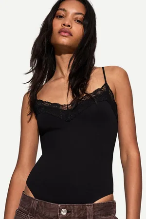 Bershka Body De Tirantes Blonda Mujer Xs