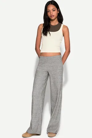 Bershka Pantalón Wide Leg Rib Soft Touch Mujer L