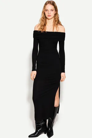 Bershka Vestido Midi Bardot Mujer L