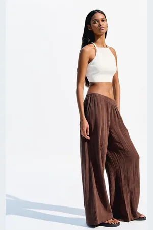 Bershka Pantalon Wide Leg Rústico Double Cloth Mujer Xs
