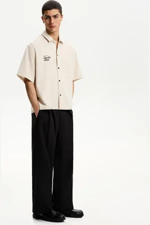 Bershka Camisa Manga Corta Bordado Hombre Xl