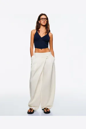 Bershka Pantalón Tailoring Cintura Cruzada Mujer 34