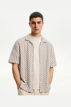 Bershka Camisa Manga Corta Rústica Hombre M