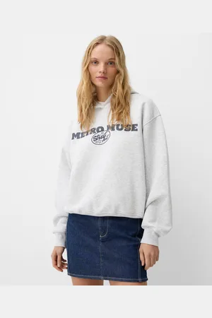 Bershka Sudadera Capucha Print Mujer Xs