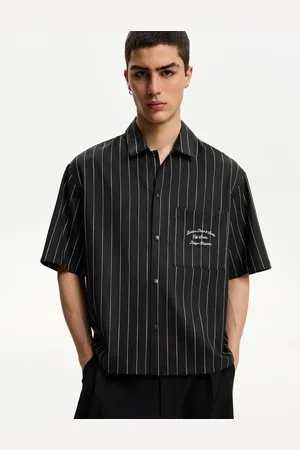 Bershka Camisa Manga Corta Bordado Hombre S