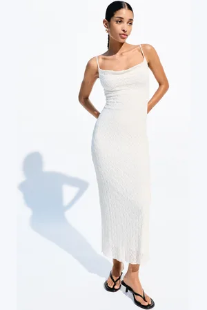Bershka Vestido Midi Blonda Encaje Mujer L