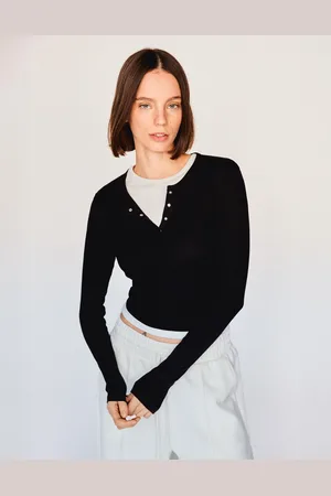Bershka Camiseta Manga Larga Panadera Mujer S