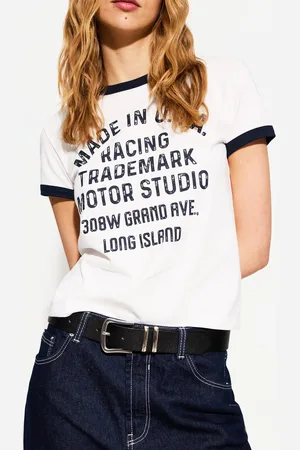 Bershka Camiseta Manga Corta Contraste Print Mujer S