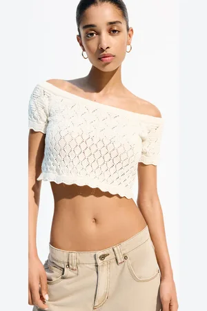 Bershka Jersey Manga Corta Rústico Bardot Mujer L