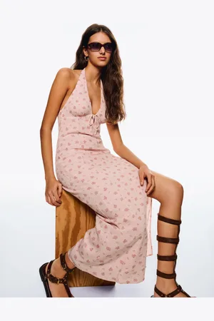Bershka Vestido Midi Textura Print Mujer L