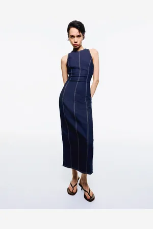 Bershka Vestido Denim Largo Mujer Xs