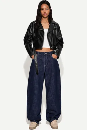 Bershka Cazadora Biker Efecto Piel Mujer Xs