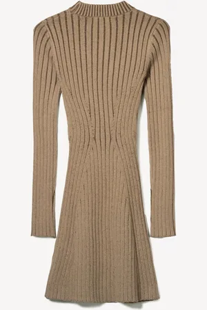 Bershka Vestido Mini Manga Larga Rib Mujer S