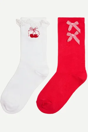 Bershka Pack 2 Calcetines Lazo Cereza Mujer