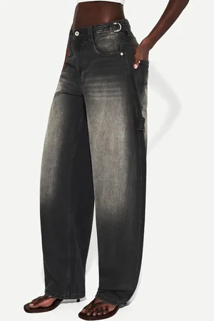 Bershka Jeans Balloon Carpenter Ajustable Mujer 32