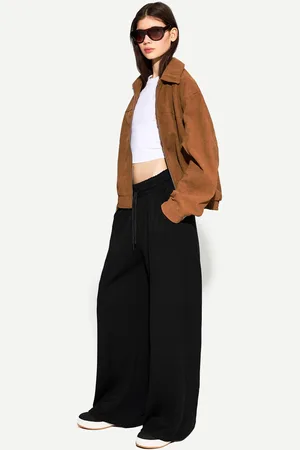 Bershka Pantalón Wide Leg Soft Touch Mujer 10-12