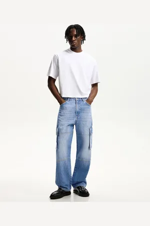 Bershka Jeans Baggy Cargo Hombre 44