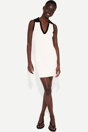 Bershka Vestido Mini Trenzado Cuello Polo Contraste Mujer Xs