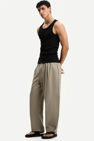 Bershka Pantalón Baggy Tailoring Con Lino Hombre Xl