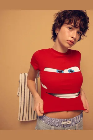 Bershka Camiseta Cars Manga Corta Print Mujer 10-12
