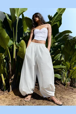 Bershka Pantalón Bombacho Cintura Elástica Mujer M