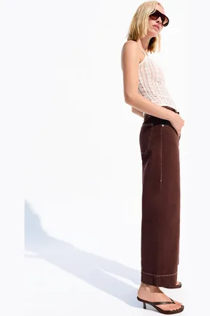 Bershka Jeans Wide Leg Cropped Mujer 40