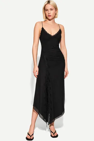 Bershka Vestido Midi Tul Encaje Mujer M