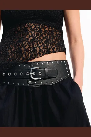 Bershka Cinturón Ancho Tachas Mujer 95